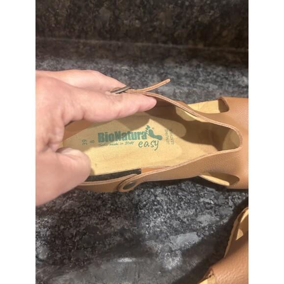 BioNatura Tessa Tan Leather Wedge Sandals Women’s Size 39 8 Support Classic Boho - Picture 8 of 8